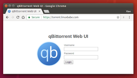qBittorent Web UI Provided by qBittorrent-nox