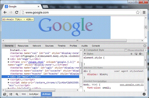 Google Chrome 31 - Developer Tools Panel