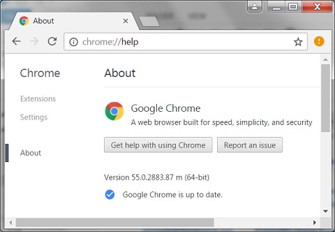 Google Chrome 55 Version Info