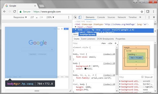 Google Chrome Developer Tools Panel
