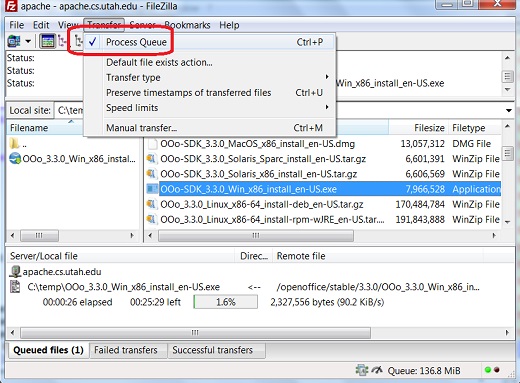 FileZilla Client - Pause File Transfer