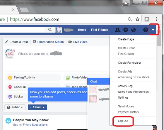 Logout from Facebook in Web Browser