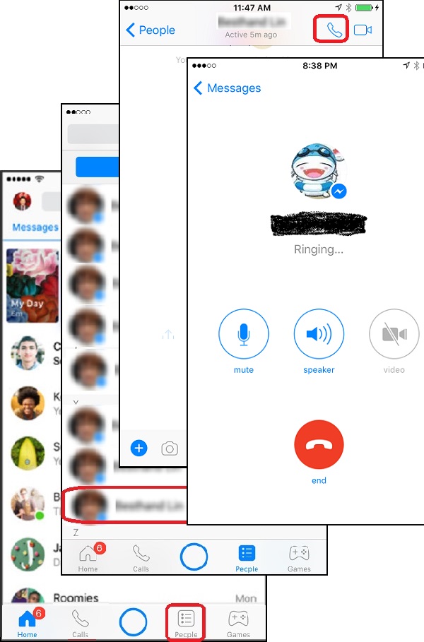 Make Audio Call in Messenger on iPhone
