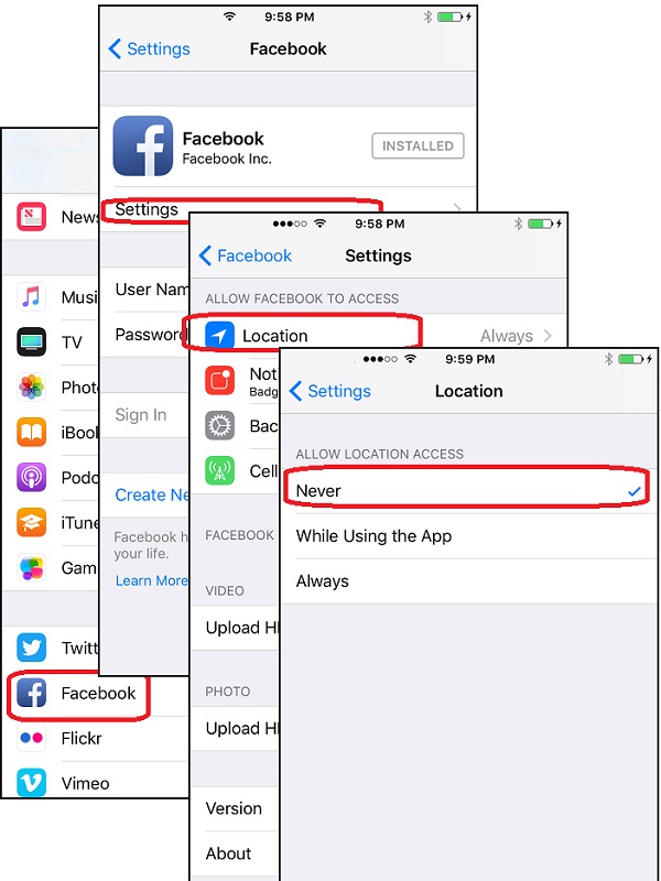 Turn Off Location Service in Facebook on iPhone