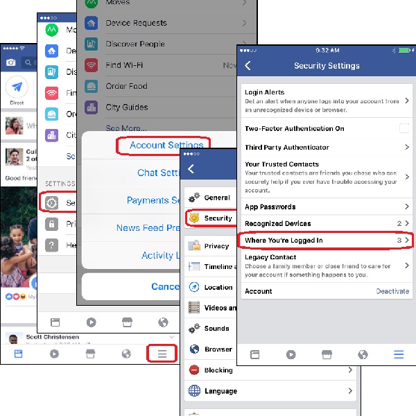 View Facebook Login Sessions on iPhone