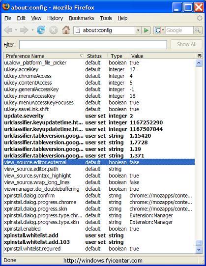 Mozilla Firefox 2.0 Configuration File