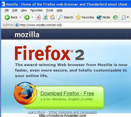Mozilla Firefox 2.0 Download Page