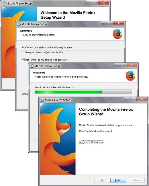 Mozilla Firefox 50.1 Installation Screens
