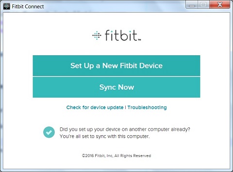 Fitbit Connect Start Screen