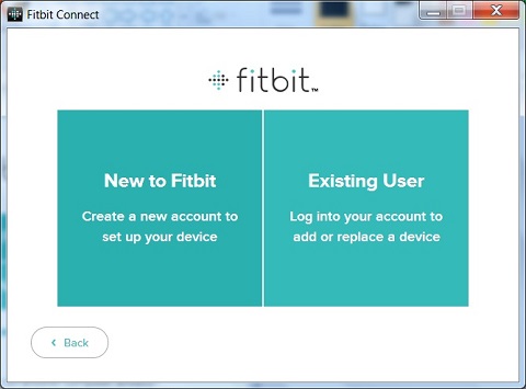 Fitbit New or Existing User Screen