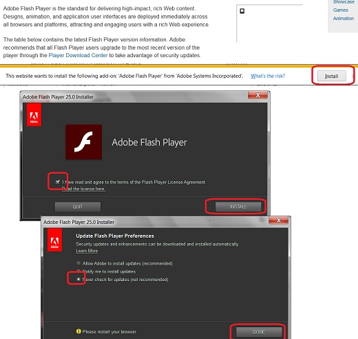 Install Adobe Flash Player 25 for Internet Explorer