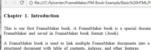 View FrameMaker Book as Basic HTML