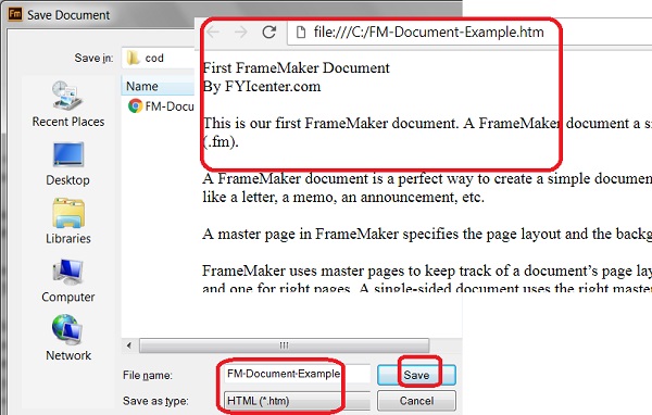 Generate HTML from FrameMaker Document