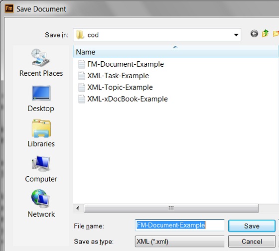 Generate XML from FrameMaker Document