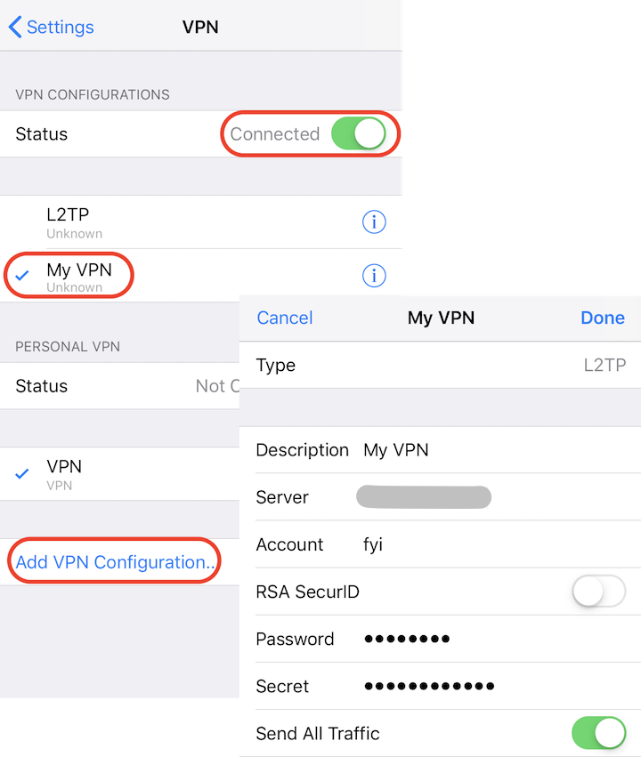 Configure L2TP VPN Client on iPhone