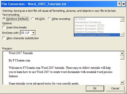 Converting Word Document to Plain Text File