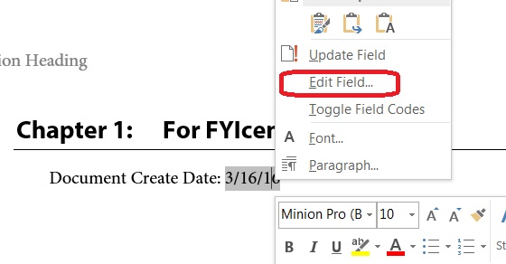 Edit Field Properties in Microsoft Word
