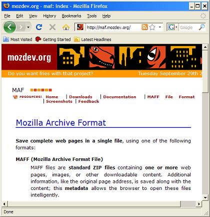Firefox Add-on for Word Web Archive Format