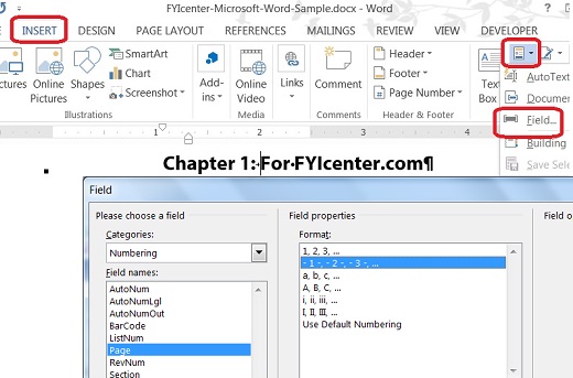 Insert Dynamic Fields in Microsoft Word