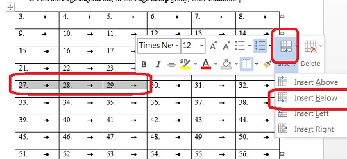 Insert Rows to a Table in Microsoft Word