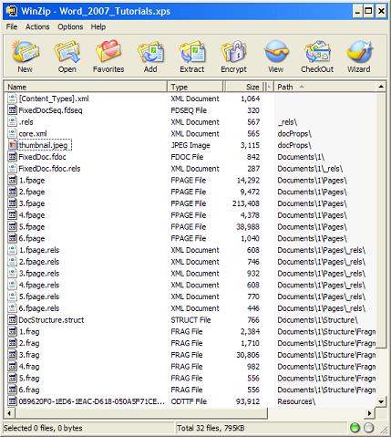 Unzip XPS Document .xps File with WinZip