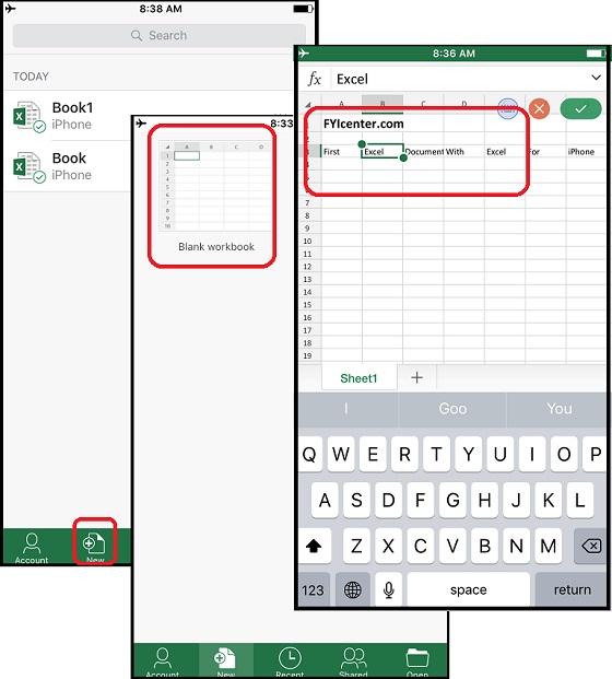 Get New Excel Document on iPhone