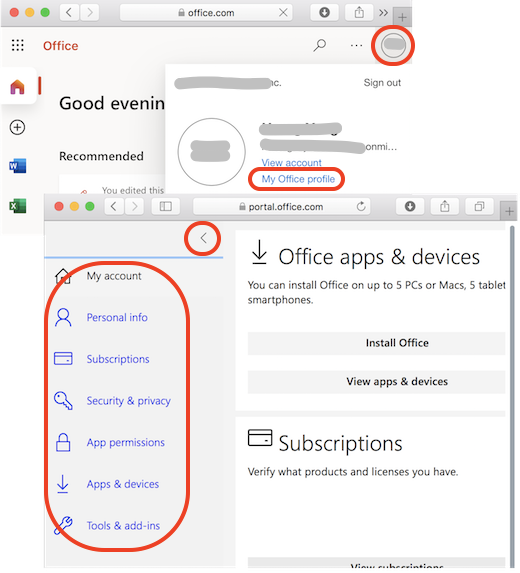 Microsoft Office Portal/Profile
