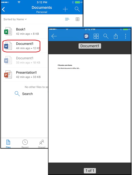 View Word Document in OneDrive for iPhone