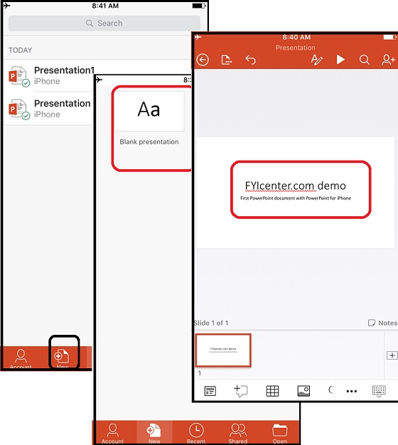 Get New PowerPoint Document on iPhone