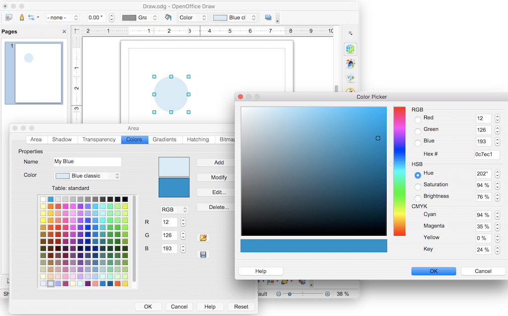 Define Custom Color in OpenOffice Draw