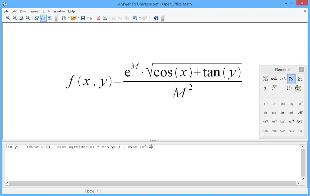 OpenOffice Math - Demo Screen
