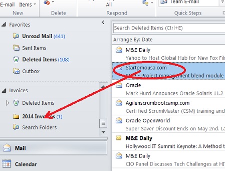 Drop Emails into an Outlook 2010 Data File