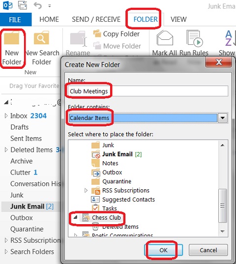 Add Calendar Folder in Outlook 2013