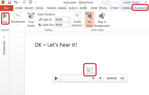 PowerPoint Add Audio Clip on Slide