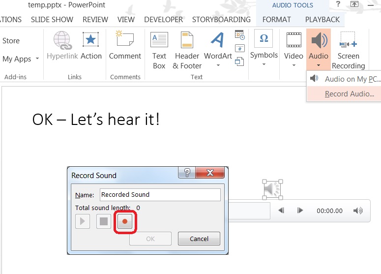 Record Audio with PowerPoint