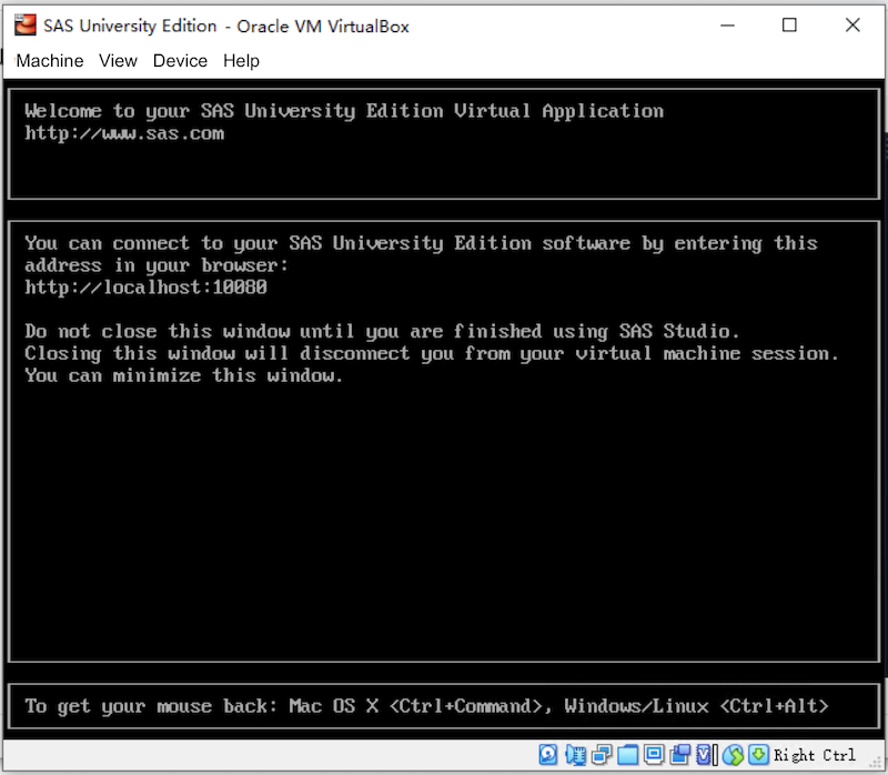 SAS University Edition - Console Screen