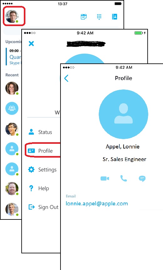 View Profile in Skype for Business on iPhone