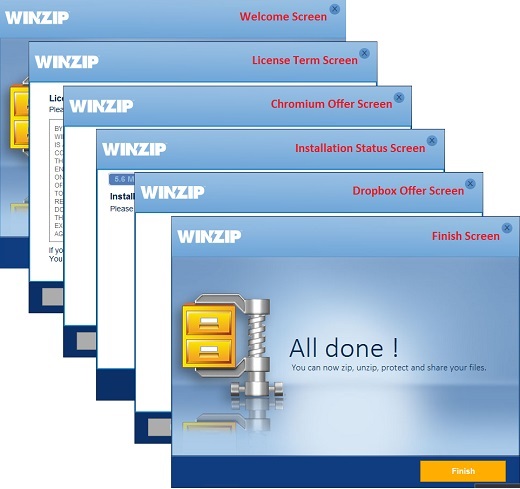 WinZip 21.0 Shareware Installation Screens
