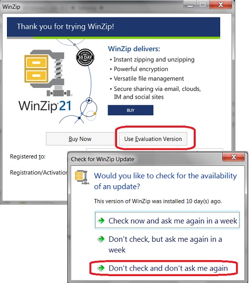 WinZip 21.0 - Use Evaluation Versoin