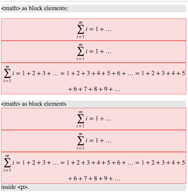 Use 'math' as Block Element